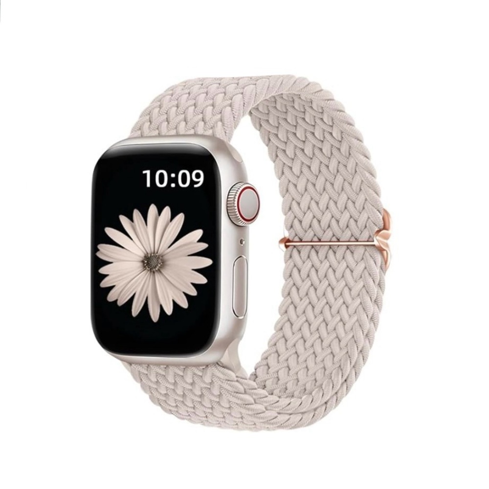 Beige Braided Solo Loop Compatible with Apple Watch Band 38mm
